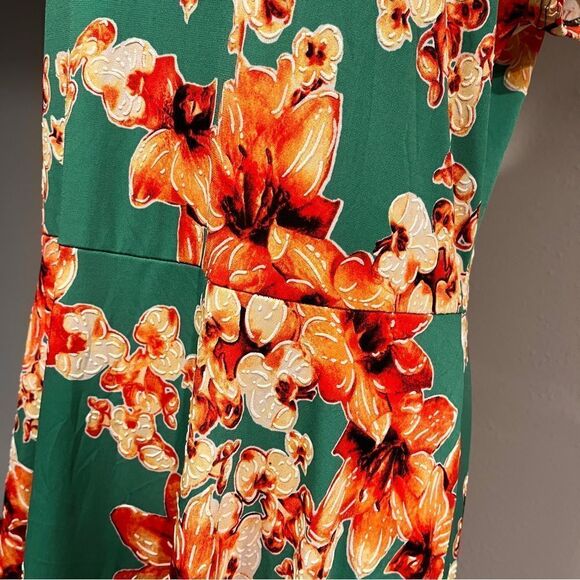 Olivia Matthews Floral Short Sleeve knee length casual dress size Large - Picture 4 of 10